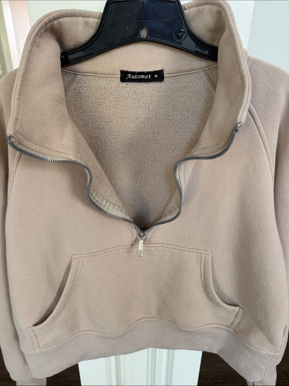Automet Women's Half-Zip Pullover Sweatshirt - Taupe Small - Picture 5 of 7